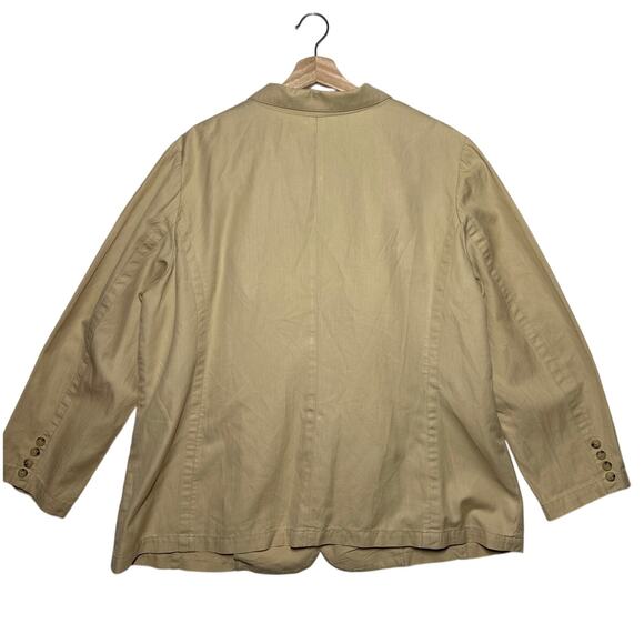 Lauren Ralph Lauren Cotton Linen Safari Blazer Jacket Sz 20W Tan Pockets Neutral - Picture 7 of 12